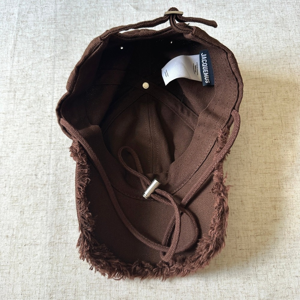 Jacquemus Les Classiques Artichaut Baseball Cap Brown Fringe Canvas Hat 58 - Picture 8 of 10